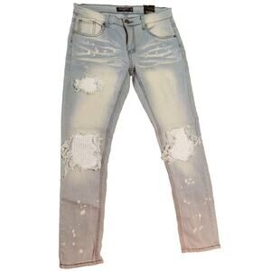 Road Narrows NYC Mens Y2K Jeans Acid Wash Size 32 Distressed